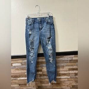 Cello Distressed Medium Wash Blue Skinny Jeans Size 9